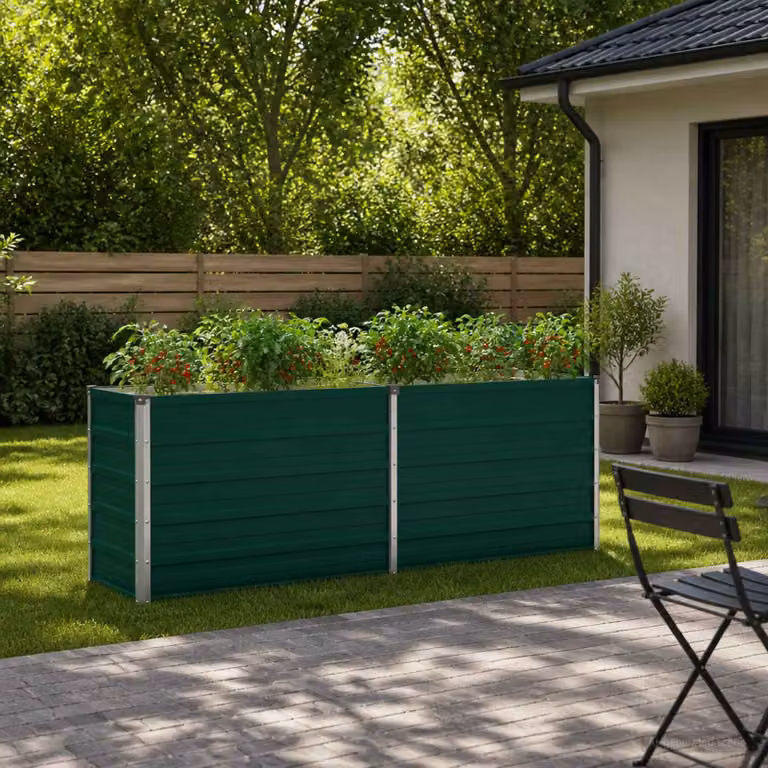 Letto rialzato da giardino vidaXL in metallo Verde L: 160 cm, P: 40 cm, H: 55 cm