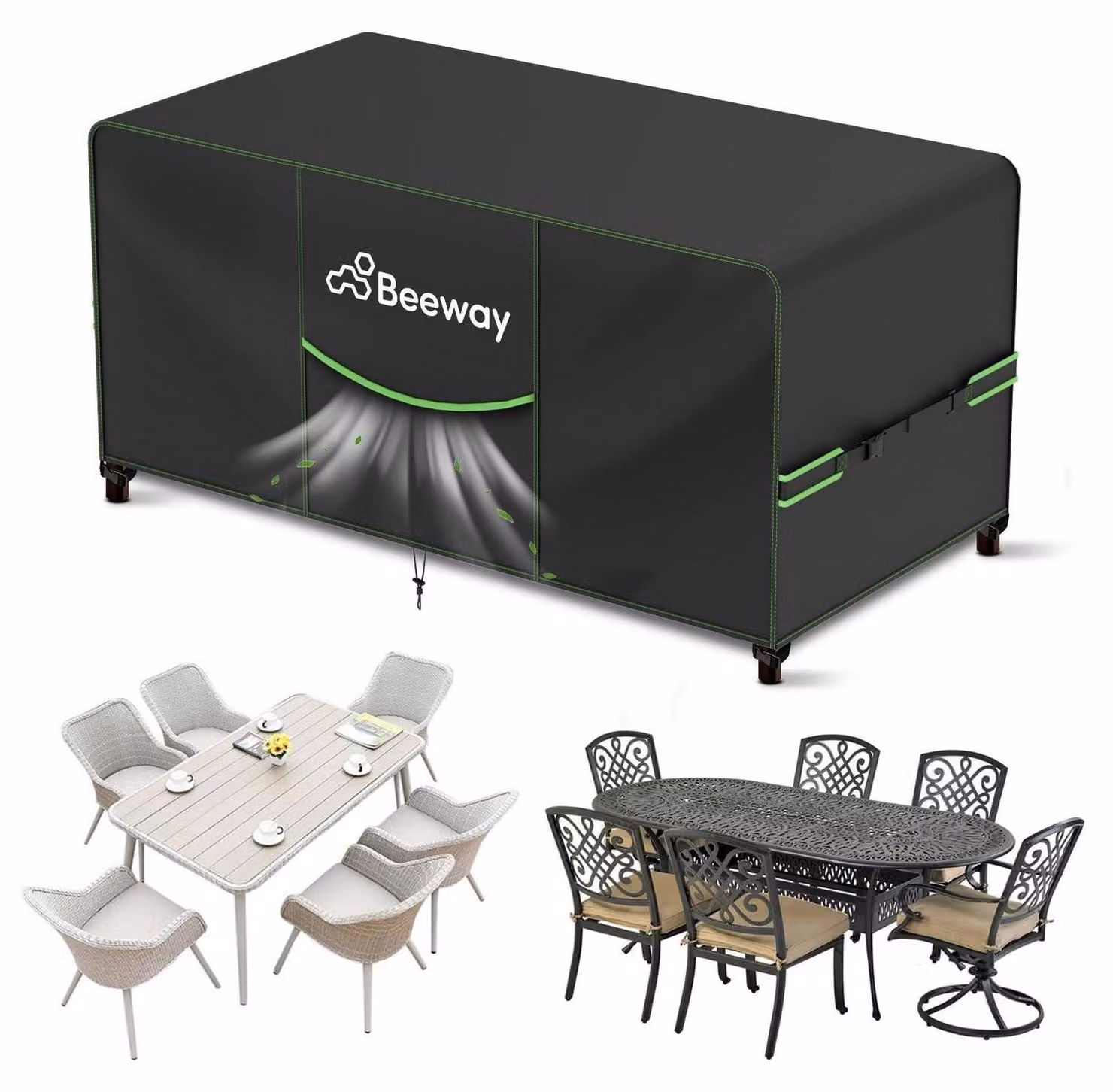 Copertura impermeabile per mobili da giardino, dimensioni 170x94x73 cm, tessuto Oxford 420D, colore nero