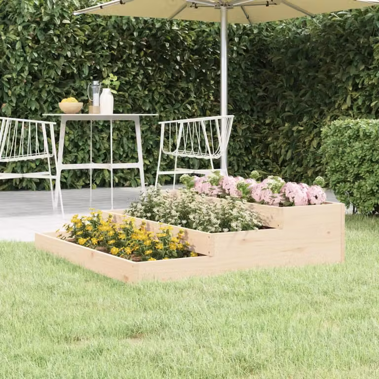 vidaXL Fioriera in Legno per Giardino Ornamentale o Orto, Colore Marrone/Beige, L/P/H: 107 x 107 x 27 cm