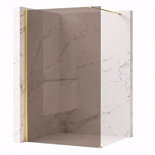 Rea - Parete Doccia Flexi, Gold 100, Walk-In Senza Piatto Doccia, Vetro Di Sicurezza Temperato Marrone Fumo 8mm, 120 X 100 X 195 cm