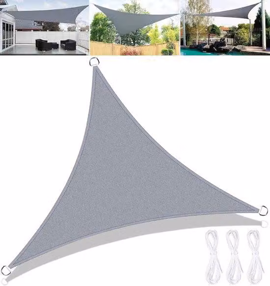 Telo ombreggiante 3x3x3 m, protezione UV, grigio, impermeabile, tenda da giardino, per uso esterno