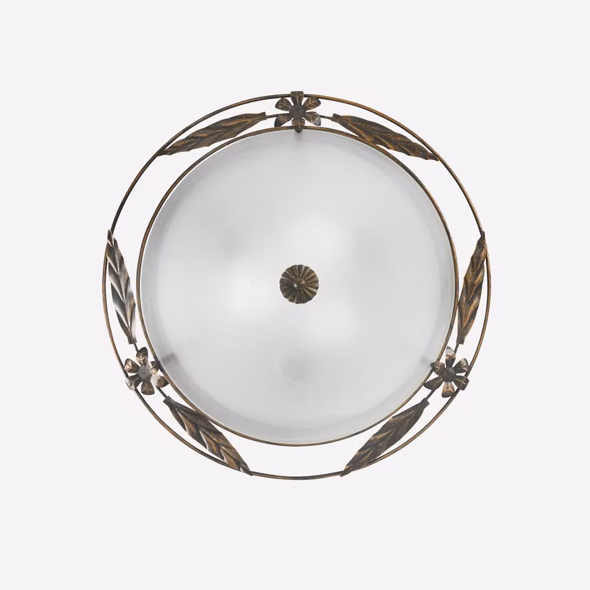 RICCIO: lampada da soffitto in vetro bianco con struttura in metallo, 50 cm.