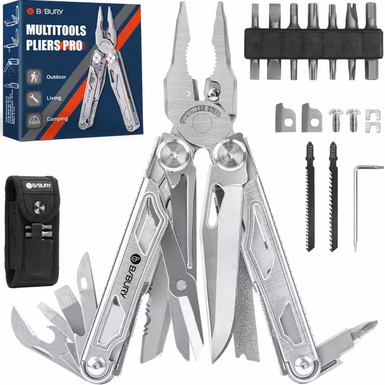 Multiuso pinze multifunzione - Set forbici e cacciavite - Acciaio inossidabile - 31 in 1 con custodia in nylon