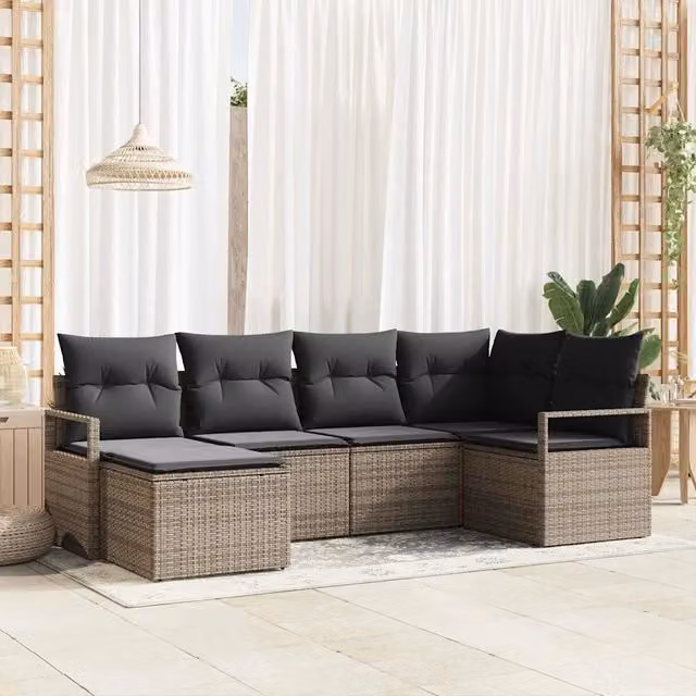 Set di divani 6 pz Grigio polyrattan 3355118