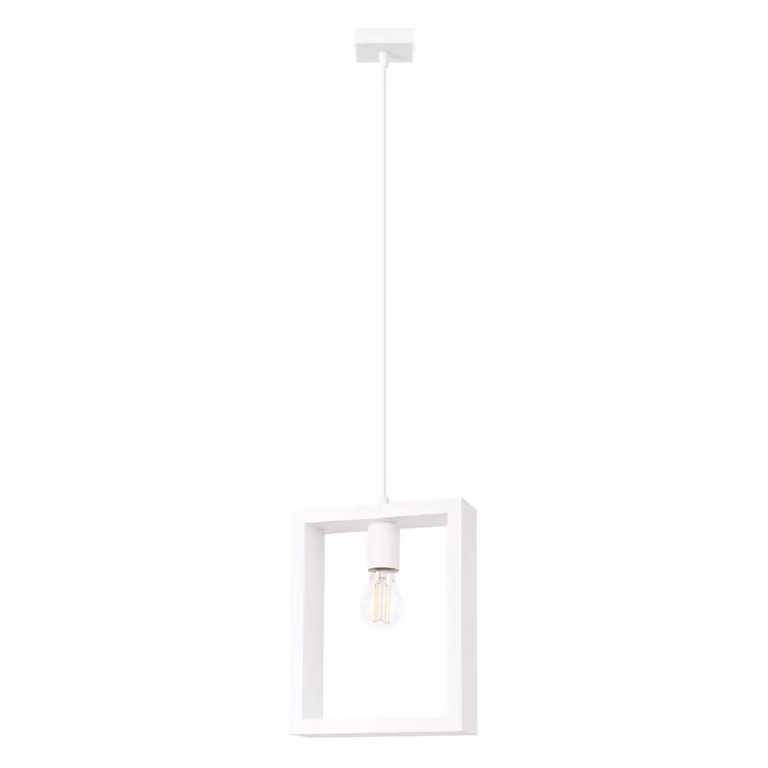 Lampada a sospensione ARIES bianco 1xE27 15W acciaio/legno 133x8x24cm Sollux Lighting