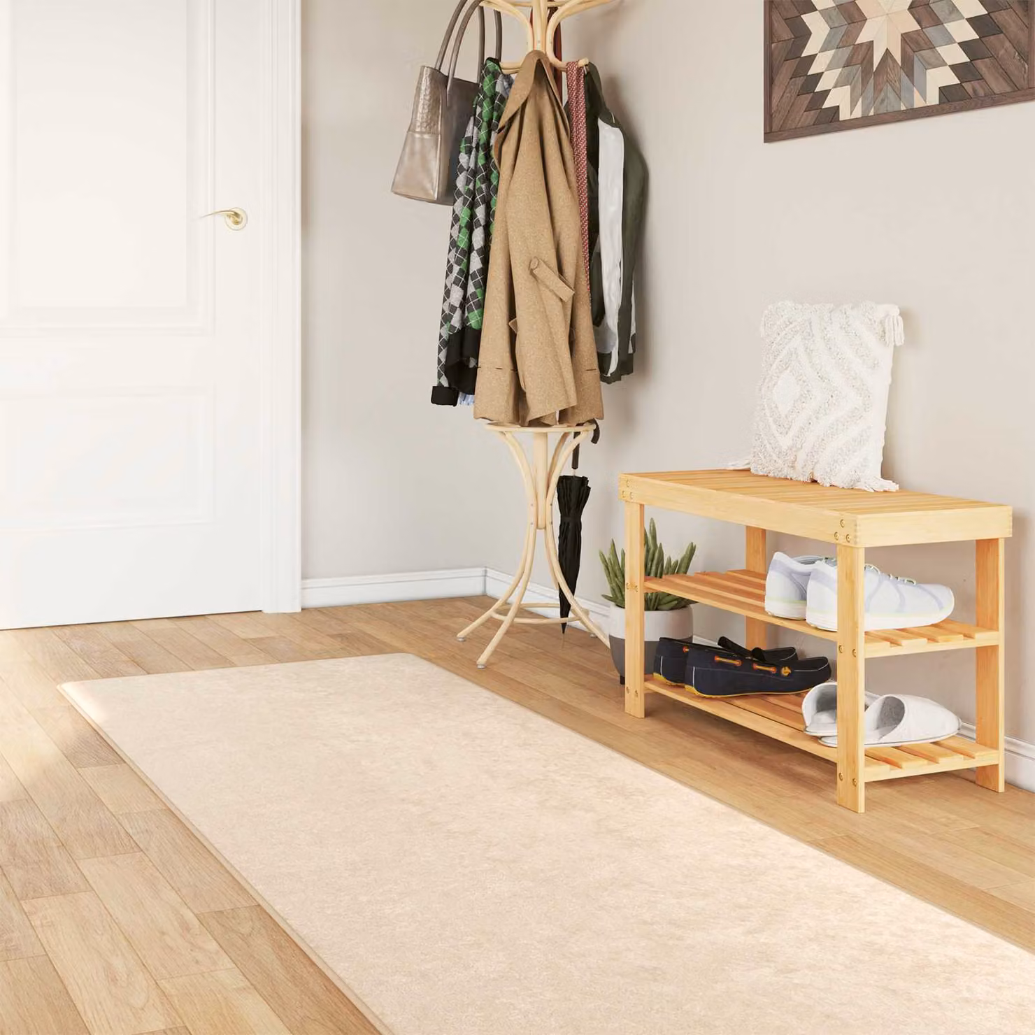Tappeto Runner vidaXL MARSA Beige in Poliestere e PVC, L 80 cm x P 300 cm