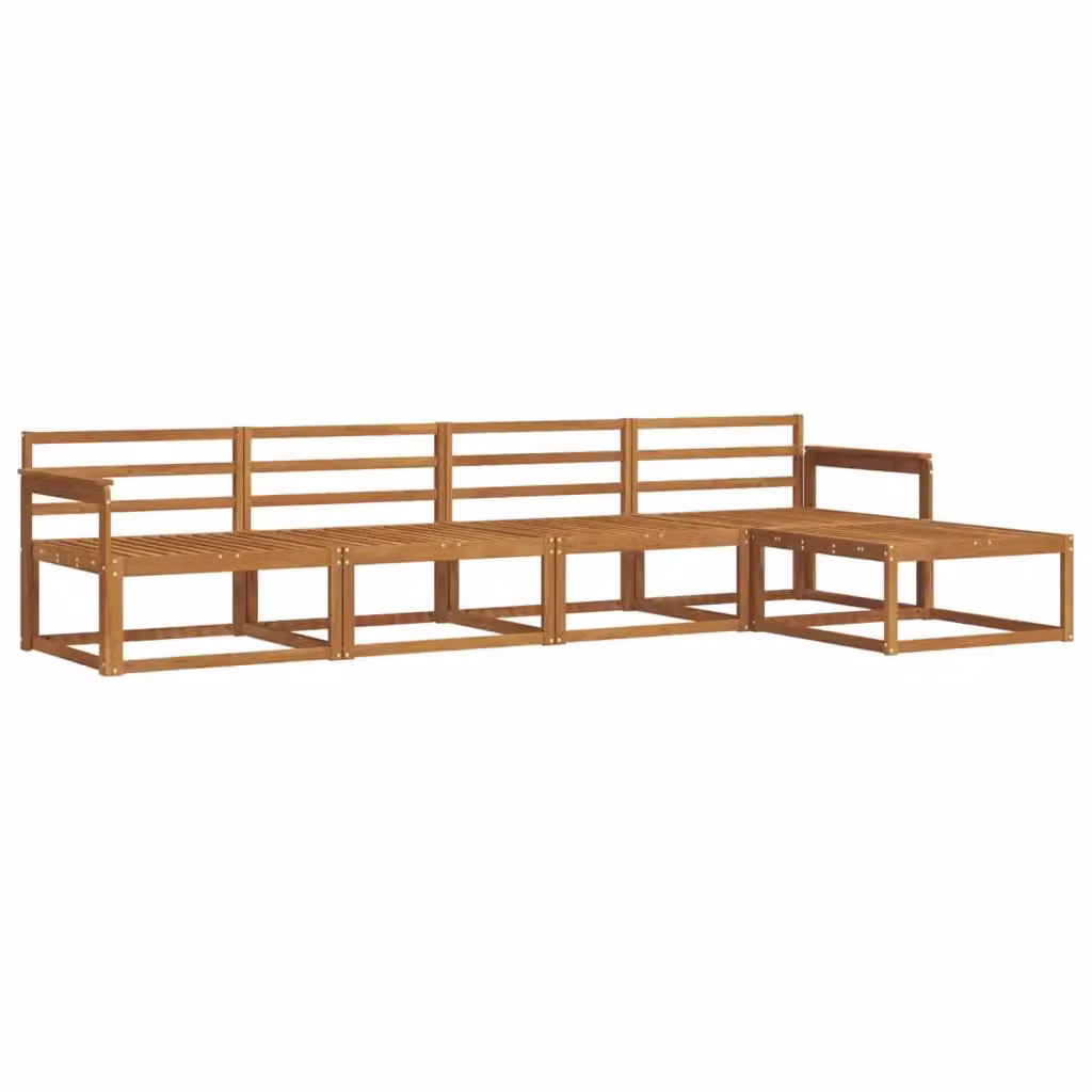 Set di divani da esterno a L vidaXL in legno di acacia massello marrone con pouf e cuscini inclusi – 2