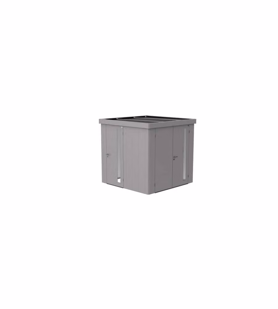 Casetta per attrezzi Neo 2B porta doppia, argento metallizzato