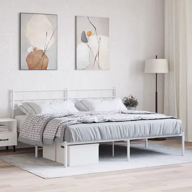 Giroletto con testiera in metallo bianco vidaXL L/P/H: 180 x 200 x 90 cm