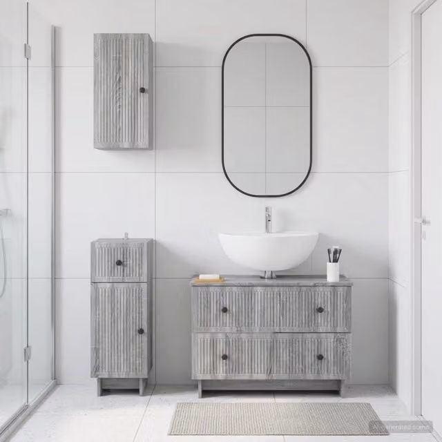 Set di armadietti da bagno in 3 pezzi EDE Sonoma grigio 3417744