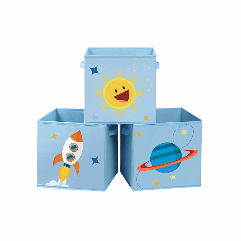Set di 3 Scatole Portaoggetti Organizzatori per Giochi, Azzurro