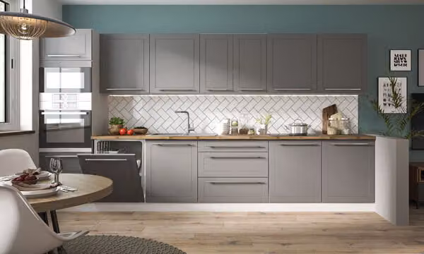 Mobile cucina 380cm grigio / grafite blocco cucina moderno cucina completa moderna