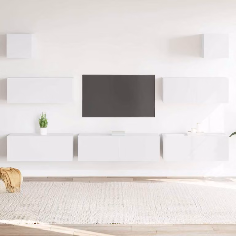 vidaXL Set di Mobili Porta TV 7 pz Bianco in Legno e MDF per Soggiorno