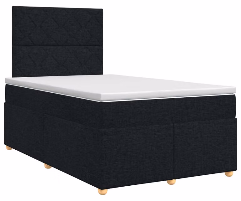 Letto a molle con materasso nero 120 x 200 cm in tessuto