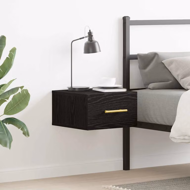 Armadio da notte vidaXL in legno ingegnerizzato nero stile rustico L 35 cm x P 35 cm x H 20 cm