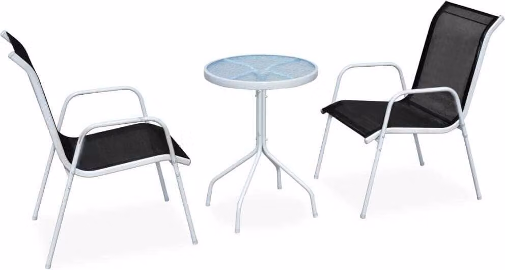 The Living Store Set bistrot 3 pezzi acciaio nero