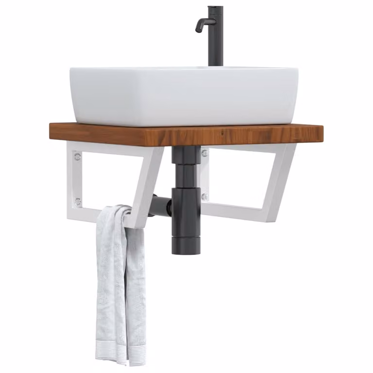vidaXL Ripiano a Parete per Lavabo in Rovere e Metallo per Bagno Moderno