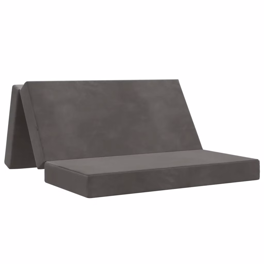 Divano Letto Pieghevole Moderno vidaXL in Velluto Grigio con Coperture Rimovibili L: 140 cm, P: 67 cm, H: 45 cm – 2