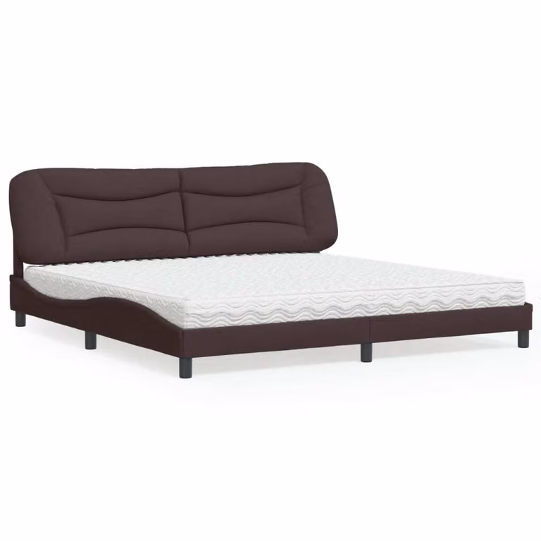 Letto con Materasso Hvar Marrone Scuro 200x200 cm in Tessuto