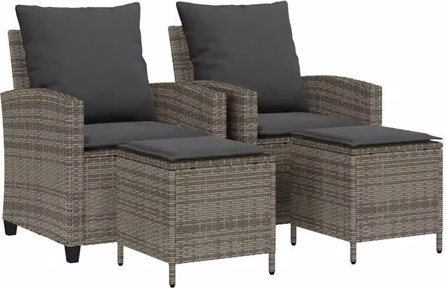 Set Divani da Giardino 4 pz con Cuscini in Polyrattan Grigio CFW9620808