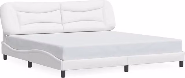 Letto matrimoniale | Letto per adulti | Giroletto senza Materasso Hvar Bianco 200x200 cm in Similpelle
