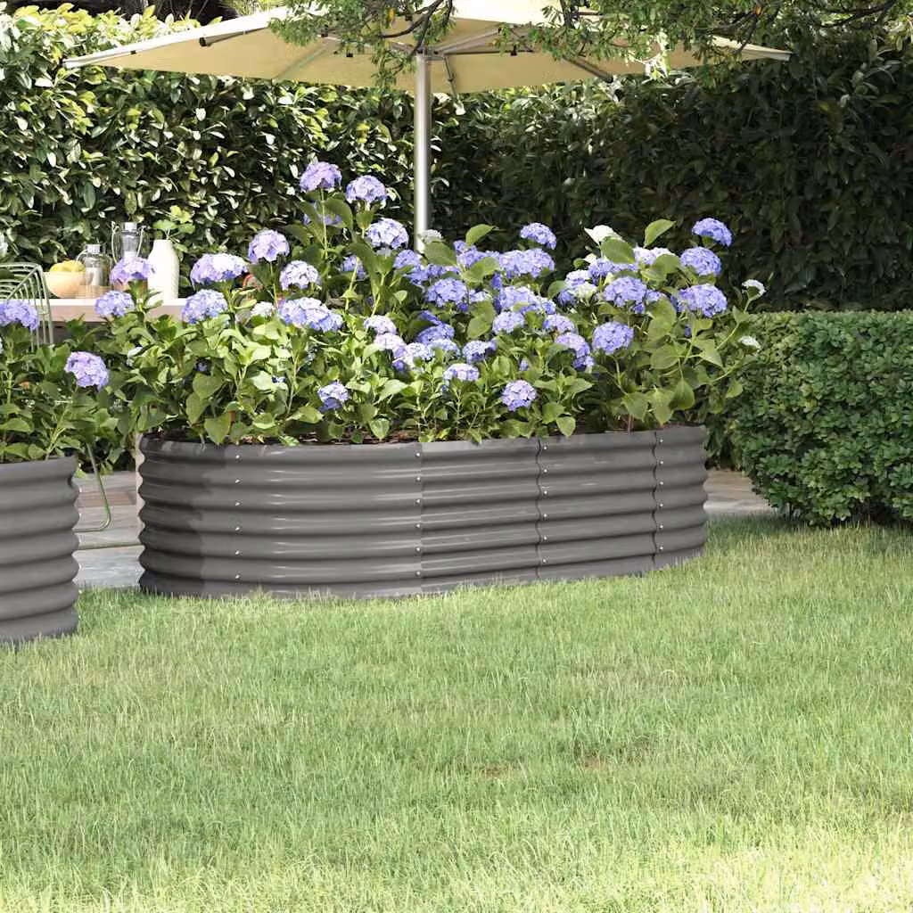 Letto rialzato da giardino vidaXL in acciaio zincato grigio L: 152 cm, P: 80 cm, H: 36 cm