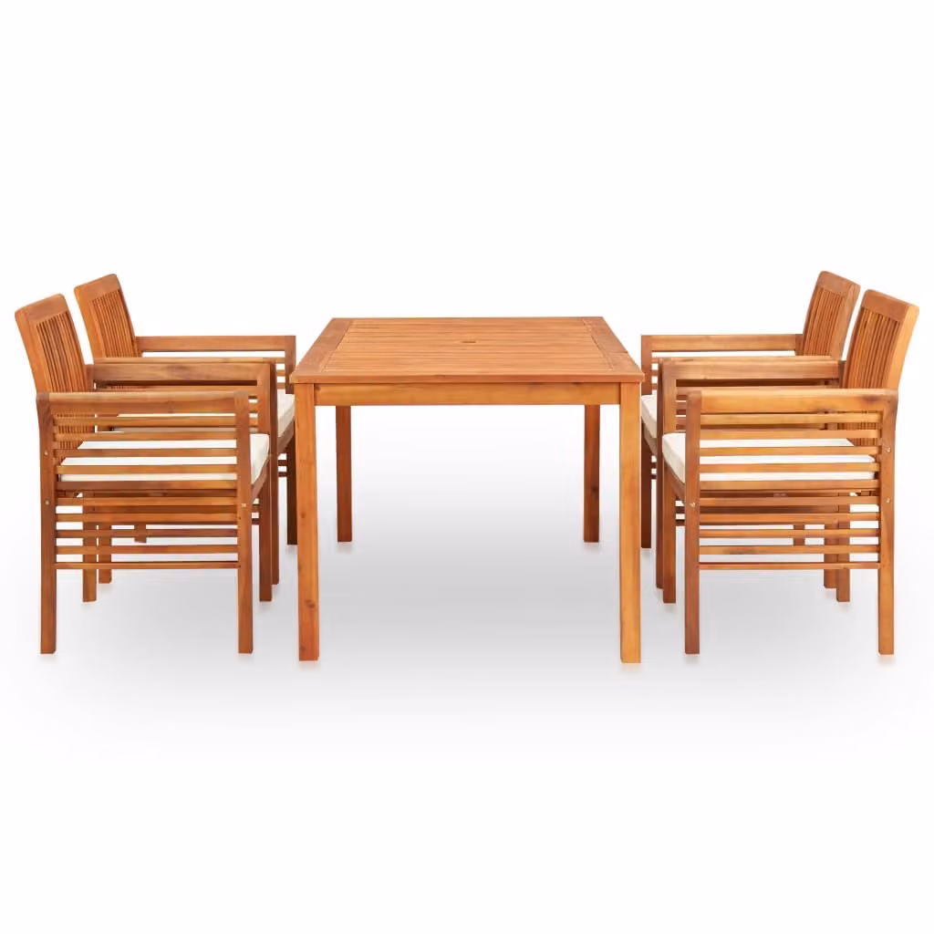 Set da Pranzo da Giardino 5 pz con Cuscini Massello di Acacia