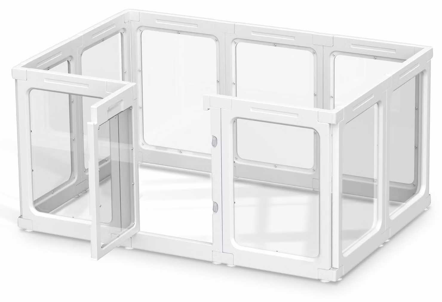 Cuccia per cani portatile, realizzata in acrilico trasparente, altezza 60 cm, composta da 10 pannelli, con struttura in plastica bianca, adatta sia per interni che per esterni