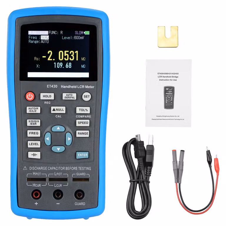 Misuratore LCR digitale portatile con display LCD da 2,5 pollici e frequenza di 100 kHz, multimetro per induttanza, capacità e resistenza, con misura fino a 0,6 Vrms