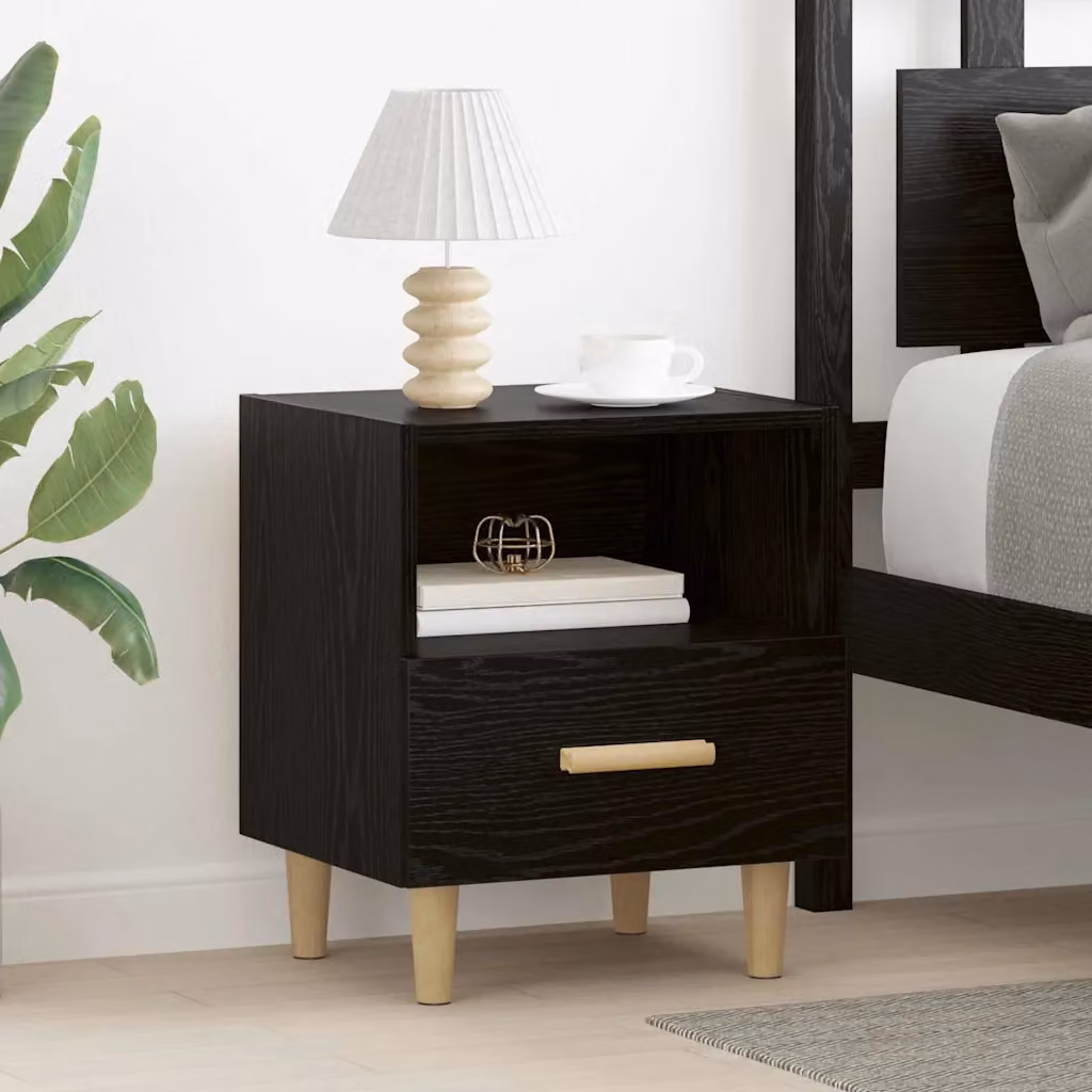 Armadio da notte moderno vidaXL in MDF, colore nero e marrone, L 40 cm x P 35 cm x H 47,5 cm