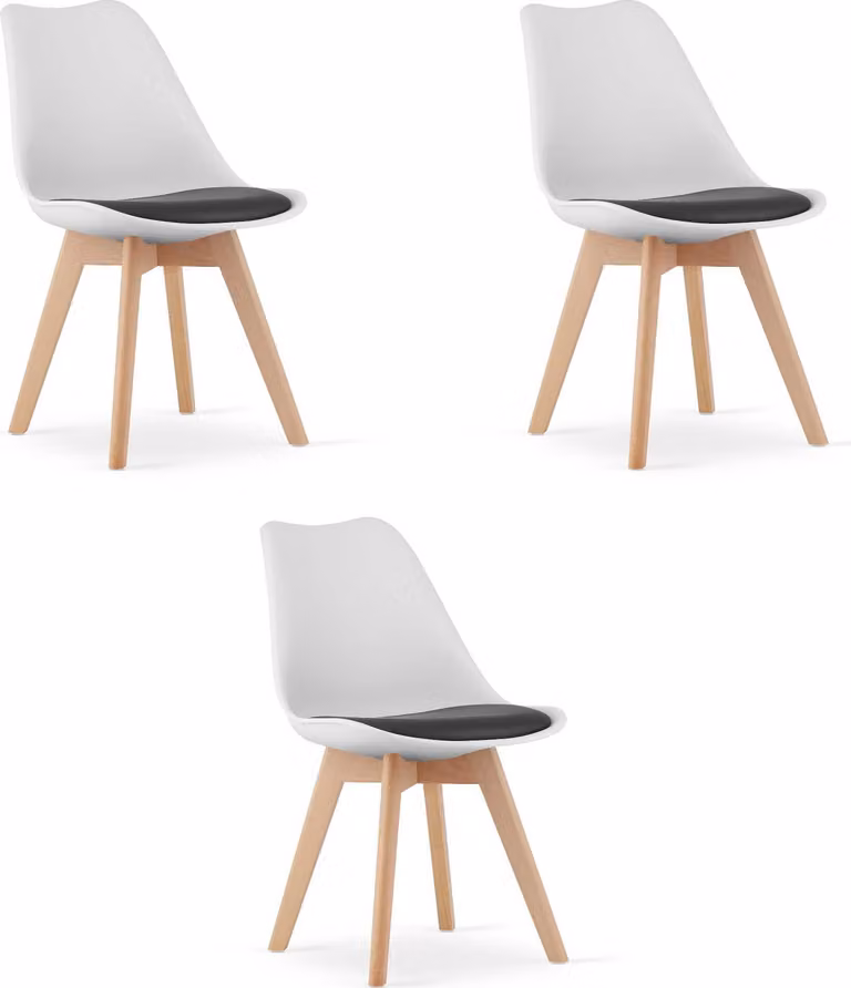Sedia MARK bianco e nero / gambe naturali x 3