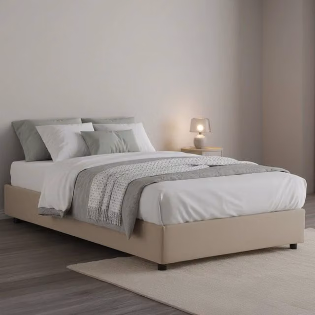 Ariba, Letto Piazza e Mezza Sfoderabile Made in Italy, Beige