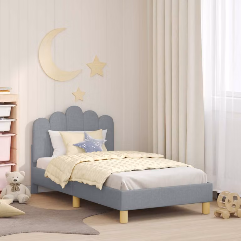 Struttura letto per bambini vidaXL con testata imbottita in tessuto, Grigio, L 160 x P 80 x H 84 cm