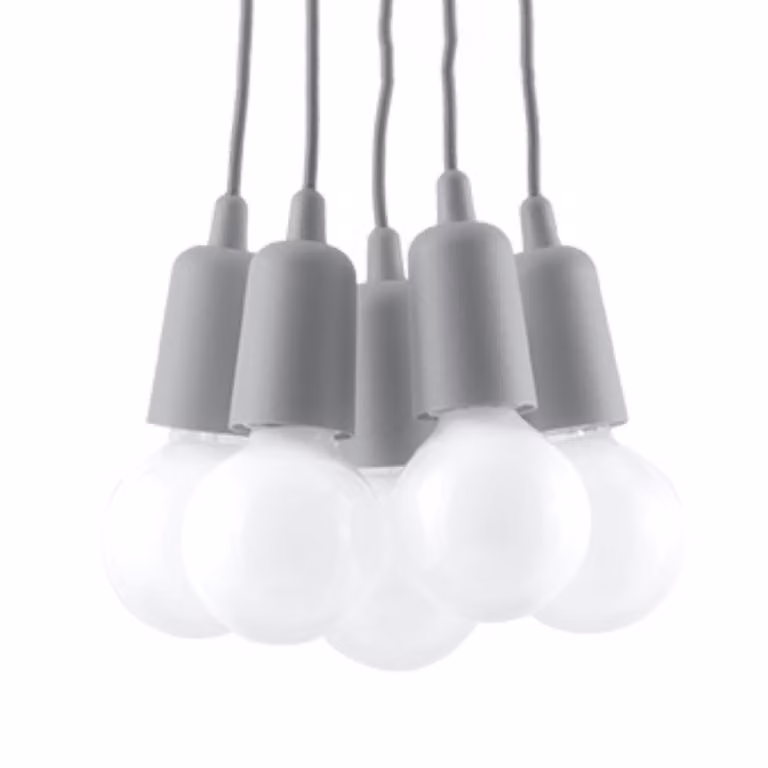 Lampada a sospensione DIEGO 5 grigio 5xE27 15W PVC 90x25x25cm Sollux Lighting