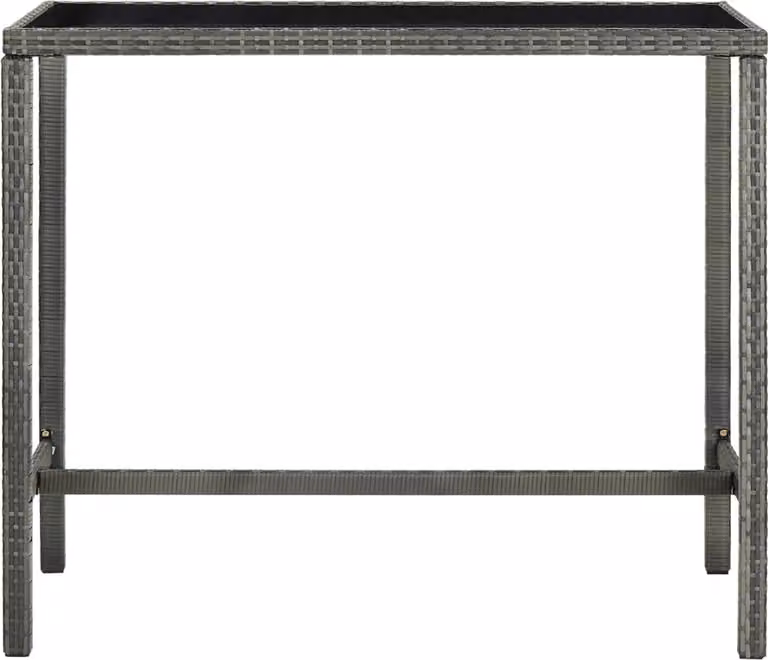 Tavolo da Bar per Esterni Grigio 130x60x110cm Polyrattan Vetro