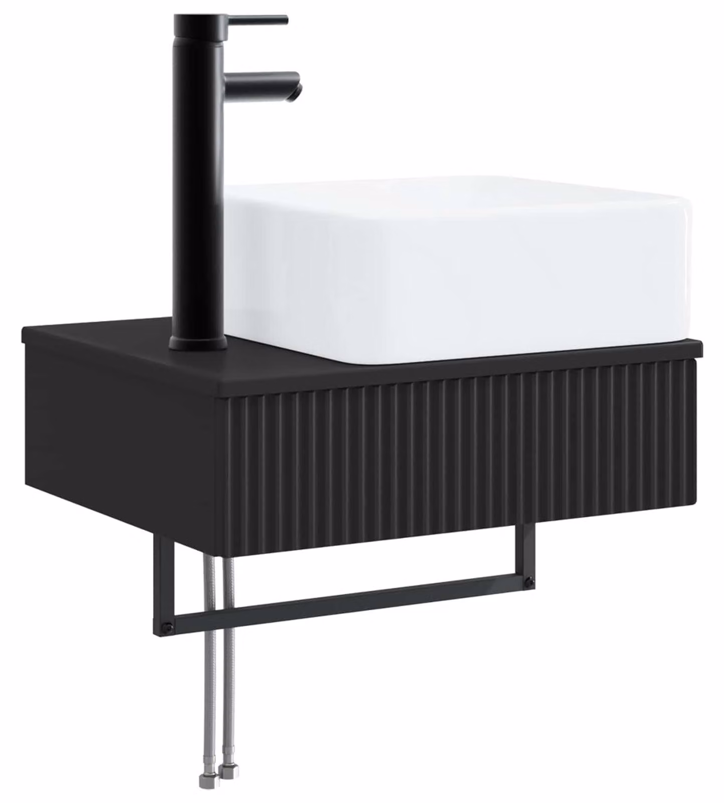 Lavabo da Parete Nero 53 x 35 x 39 cm Legno ingegnerizzato
