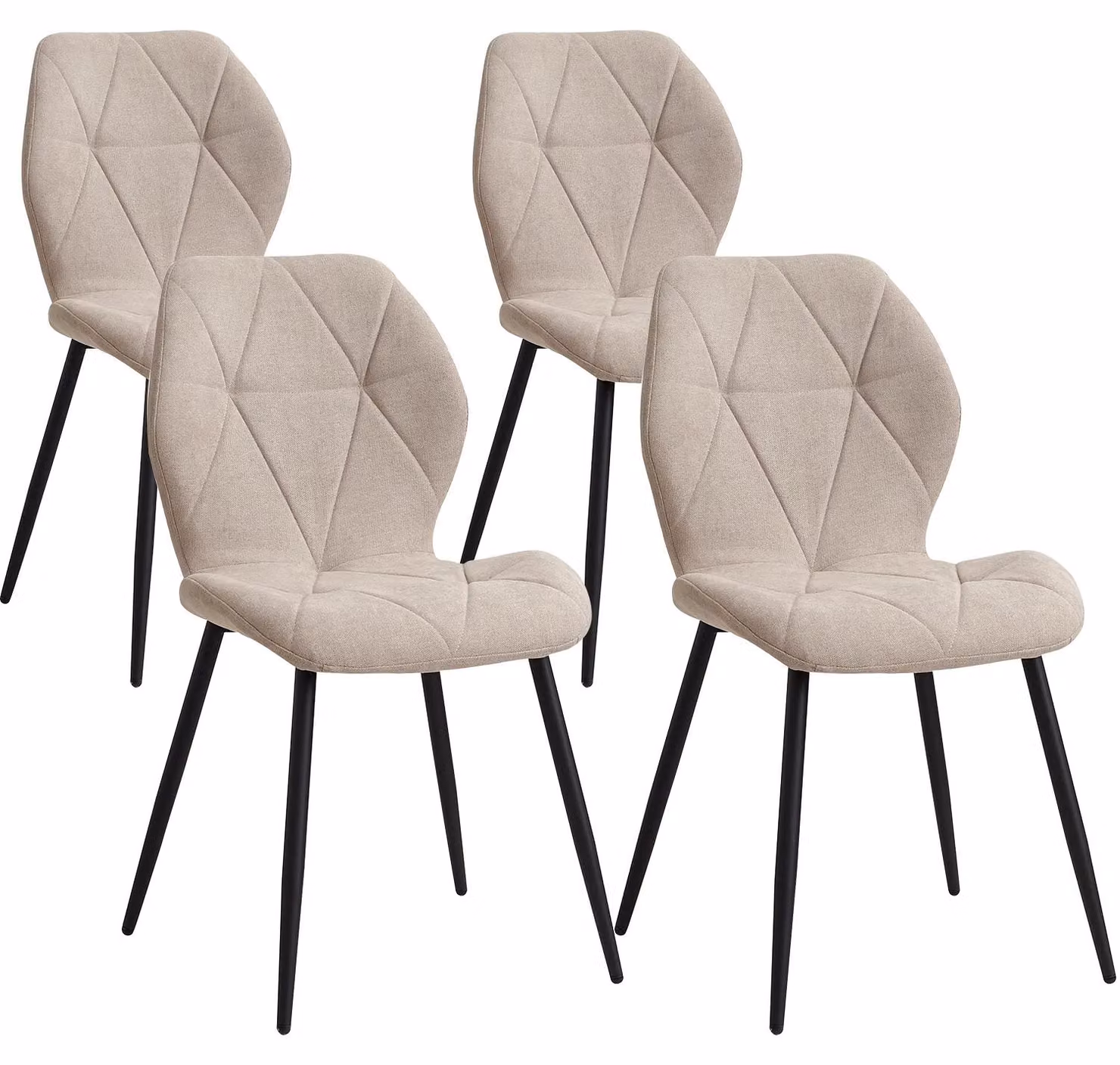Sedie da pranzo - Sedie da cucina moderne - Set da 4 - Beige - Struttura in metallo - Stile minimalista - Da montare
