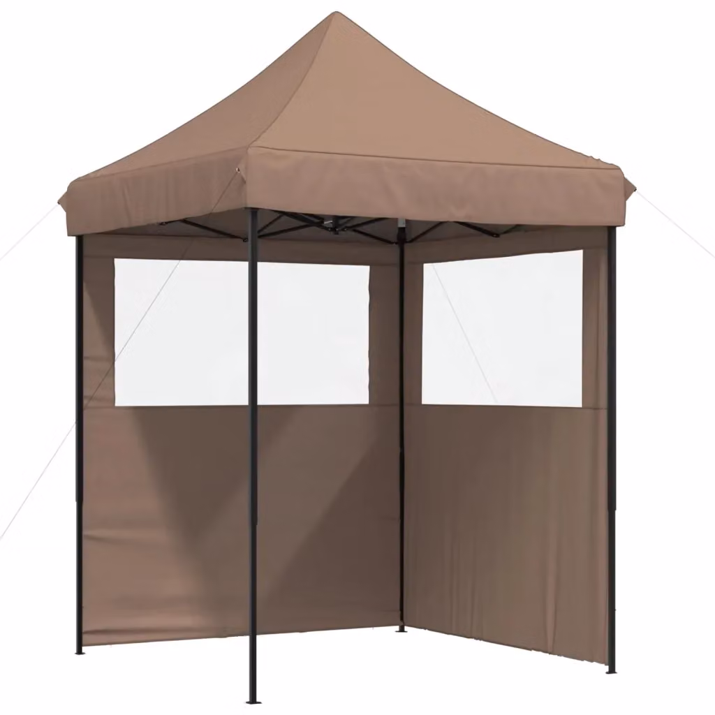 Tenda da festa marrone in tessuto Oxford con struttura in acciaio e PVC L/P/H: 200 x 200 x 306 cm – 2