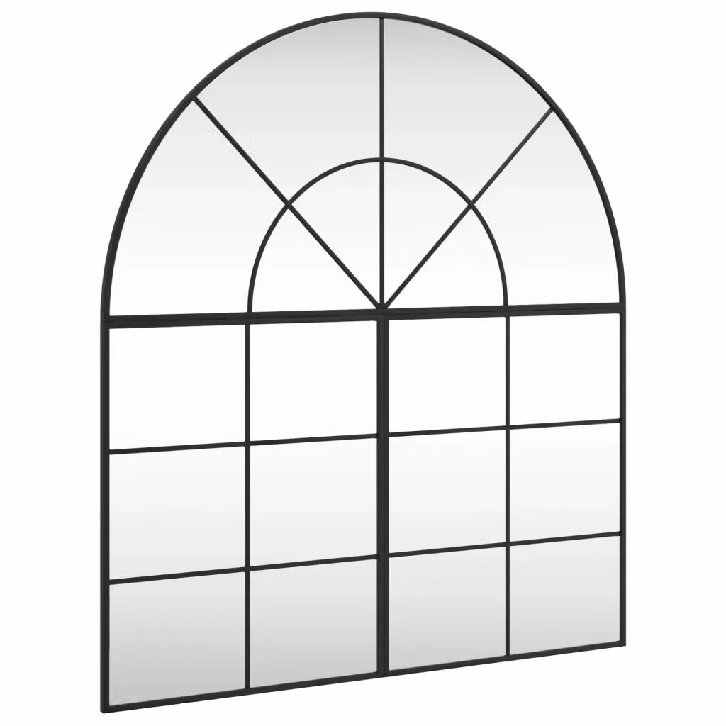 Specchio da parete minimalista vidaXL in metallo e vetro nero L: 100 cm, H: 110 cm – 2