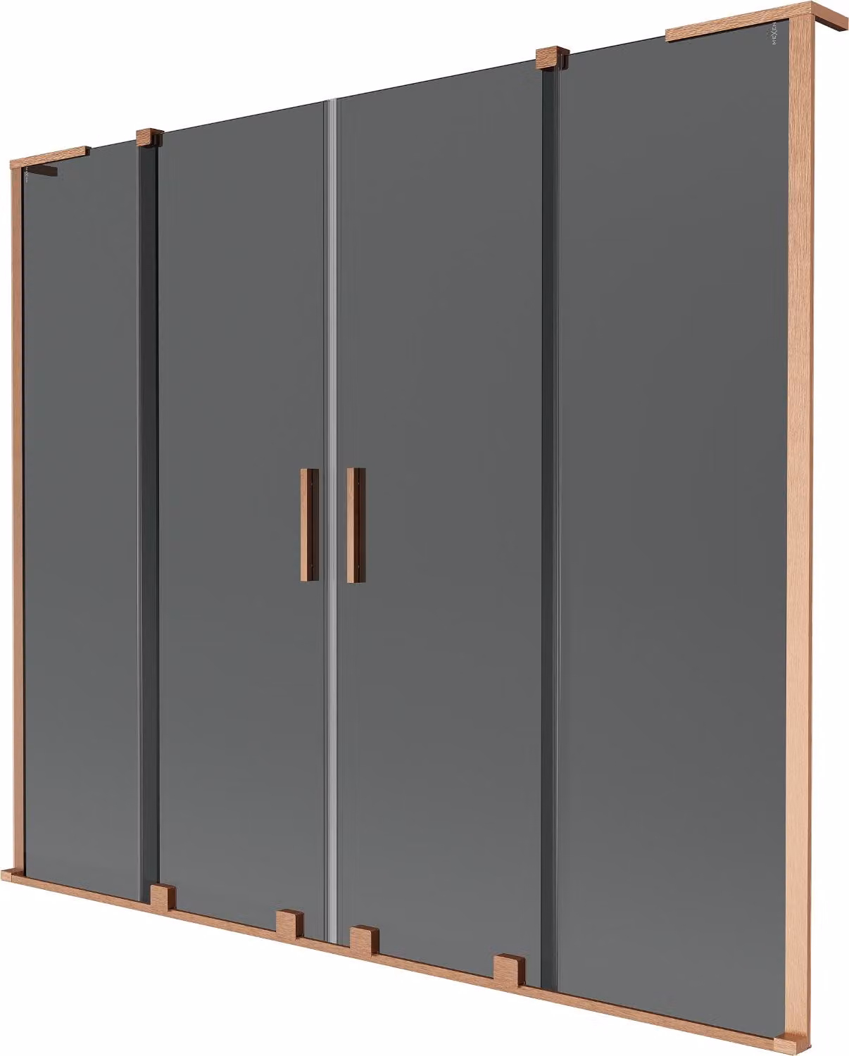 Mexen Velar L Duo paratia per vasca da bagno a 2 ante scorrevoli 170 x 150 cm, grafite, rame spazzolato - 896-170-003-42-65