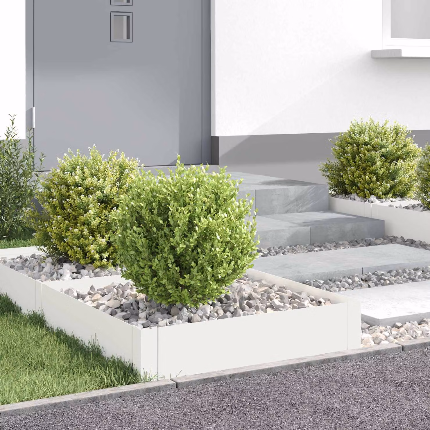 Set di 4 bordure per prato vidaXL in acciaio bianco, L/P/H: 60 x 60 x 20 cm