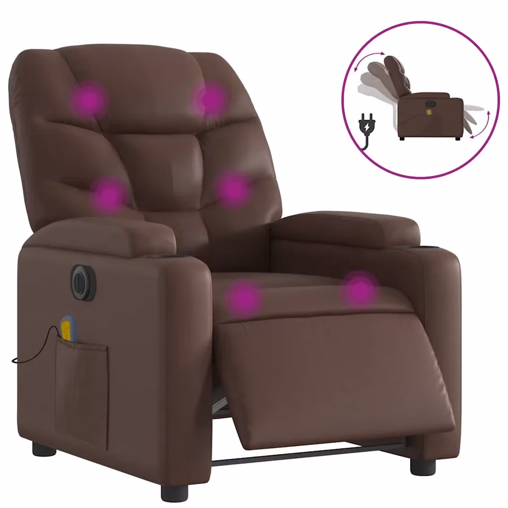 Poltrona Massaggiante Elettrica Relax vidaXL in Similpelle Marrone con Braccioli – 2