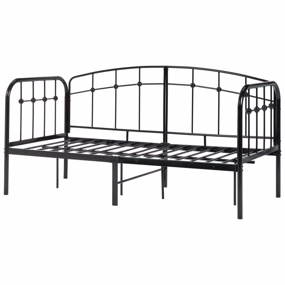 Struttura letto BELIANI in metallo nero con doghe fisse, stile industriale, L: 90 cm, P: 200 cm, H: 107 cm – 2