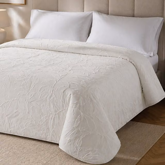 Trapuntino matrimoniale Gerbera in microfibra bianco con fantasia floreale L: 260 cm x P: 255 cm