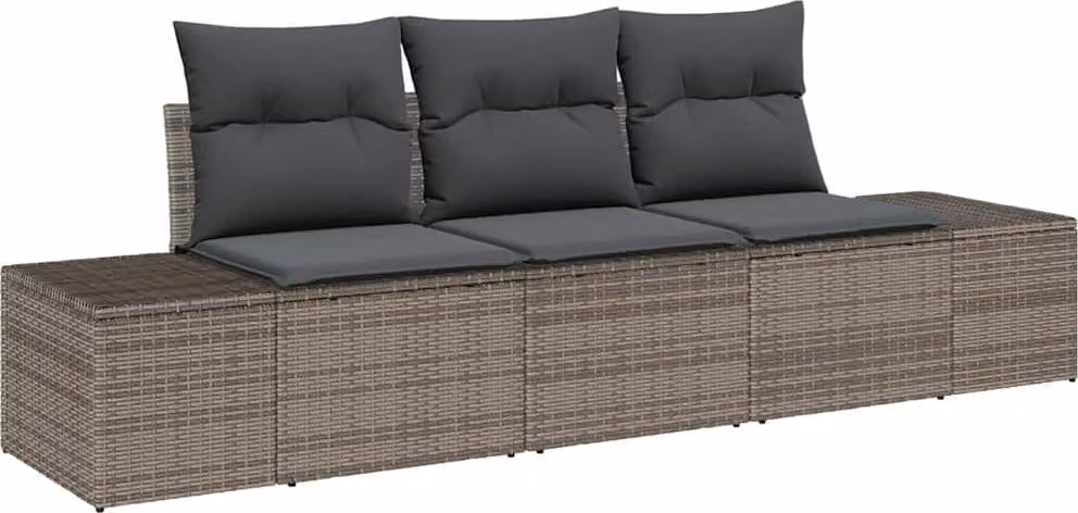 Set di divani con cuscino 3 pcs Grigio polyrattan