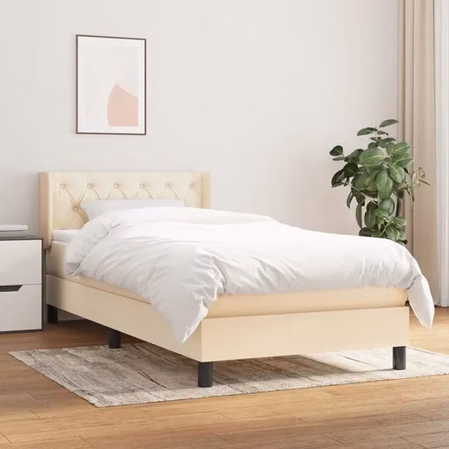 Giroletto a Molle con Materasso-Struttura Letto Crema 80x200 cm inTessuto 511906