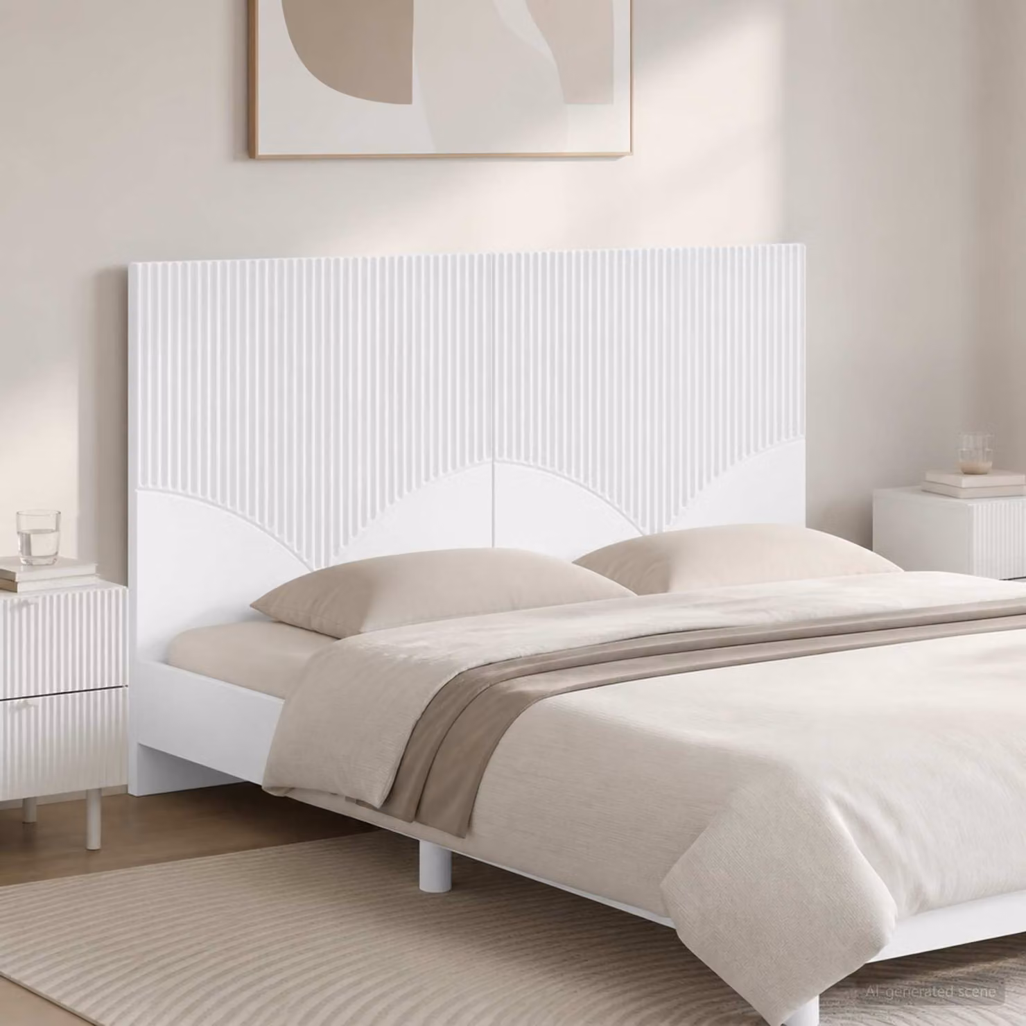 Testiera da muro vidaXL HOORN bianca con ripiano integrato in legno ingegnerizzato L: 120 cm, H: 50 cm, P: 10,4 cm