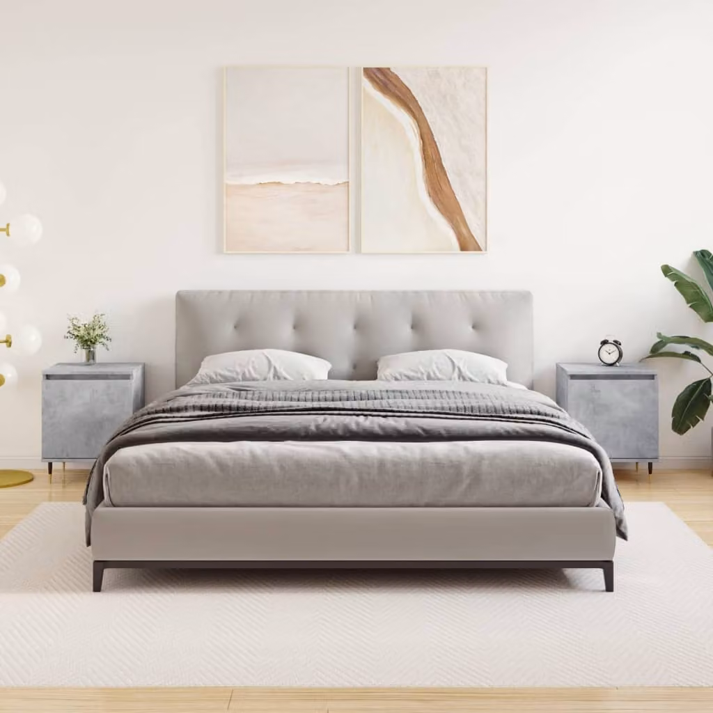 Set di 2 comodini moderni vidaXL in legno e metallo, colore grigio, da appendere alla parete, L 40 cm x P 30 cm x H 50 cm