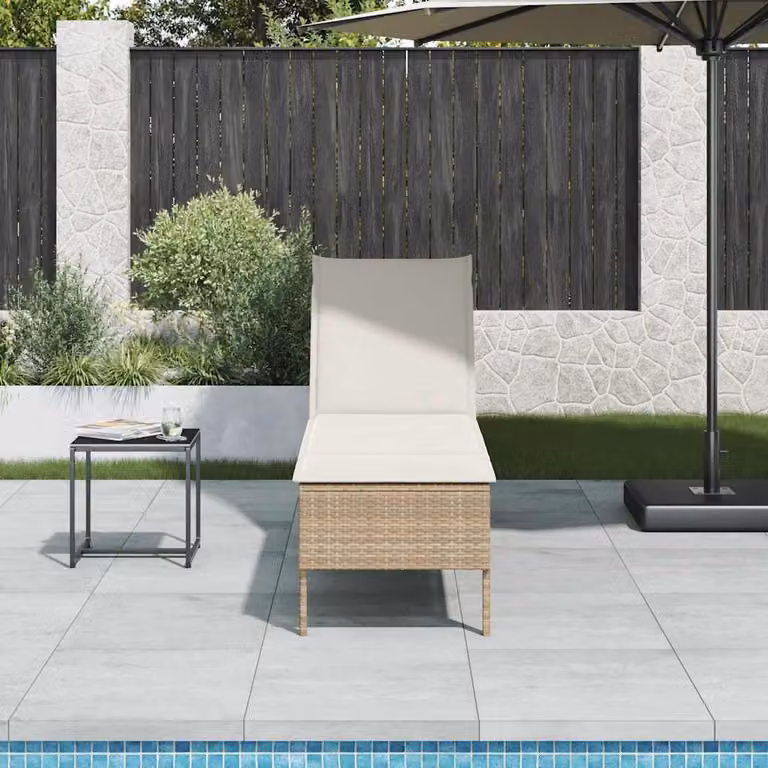 vidaXL Lettino Prendisole con Cuscini Beige 55x200x44 cm in Polyrattan