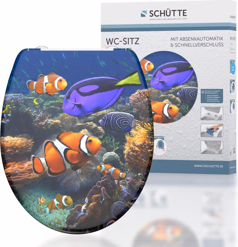 SCHÜTTE Sedile per wc con chiusura ammortizzata SEA LIFE Duroplast Stampato